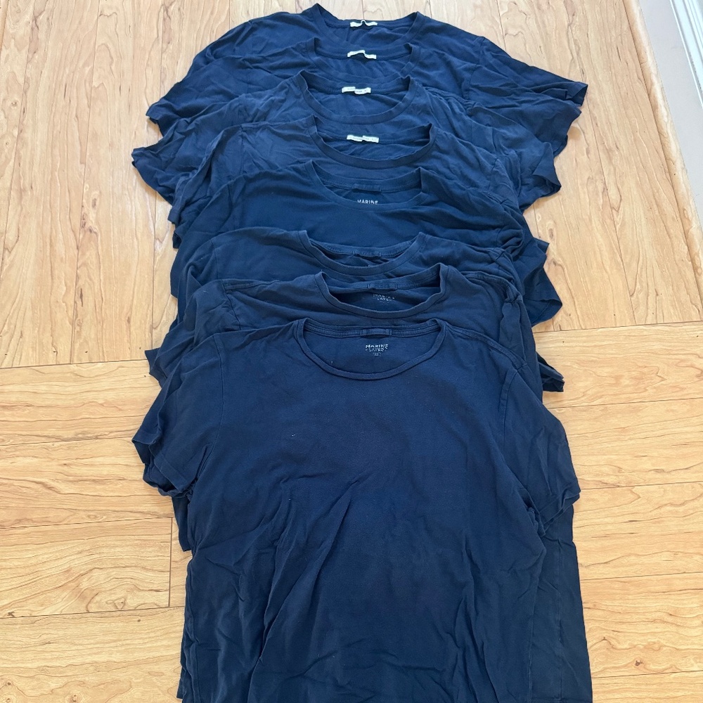 Marine Layer Signature Crew Tee - True Navy Blue - Size Large - All of 12!!